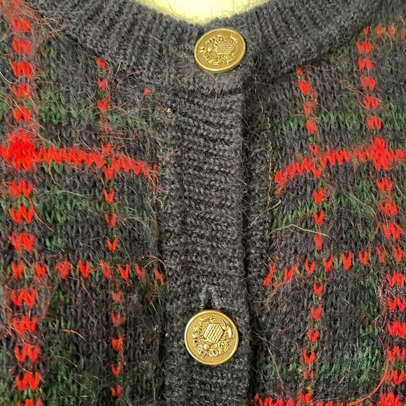 Vintage Equorian Heritage Navy & Red Knit Cardigan Sz Md - Picture 4 of 12